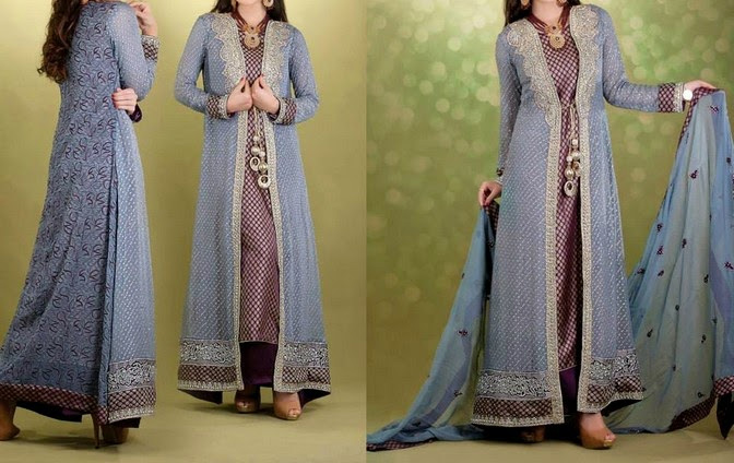 Open Double Shirt Style Tail Gown Frock with Plazo Dress
